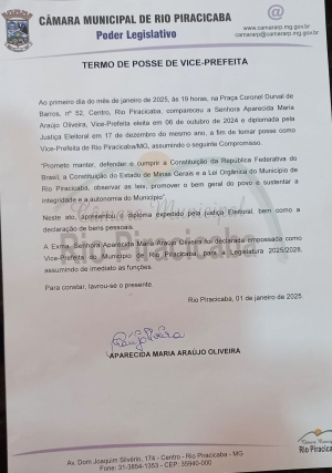Termo de Posse Vice-Prefeita Municipal