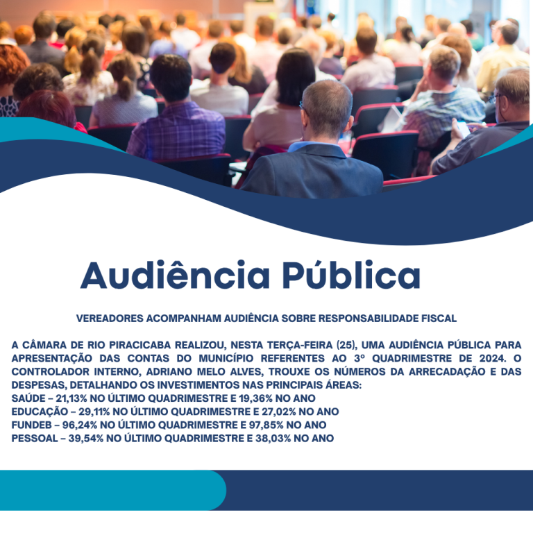 Vereadores acompanham audiência sobre Responsabilidade Fiscal