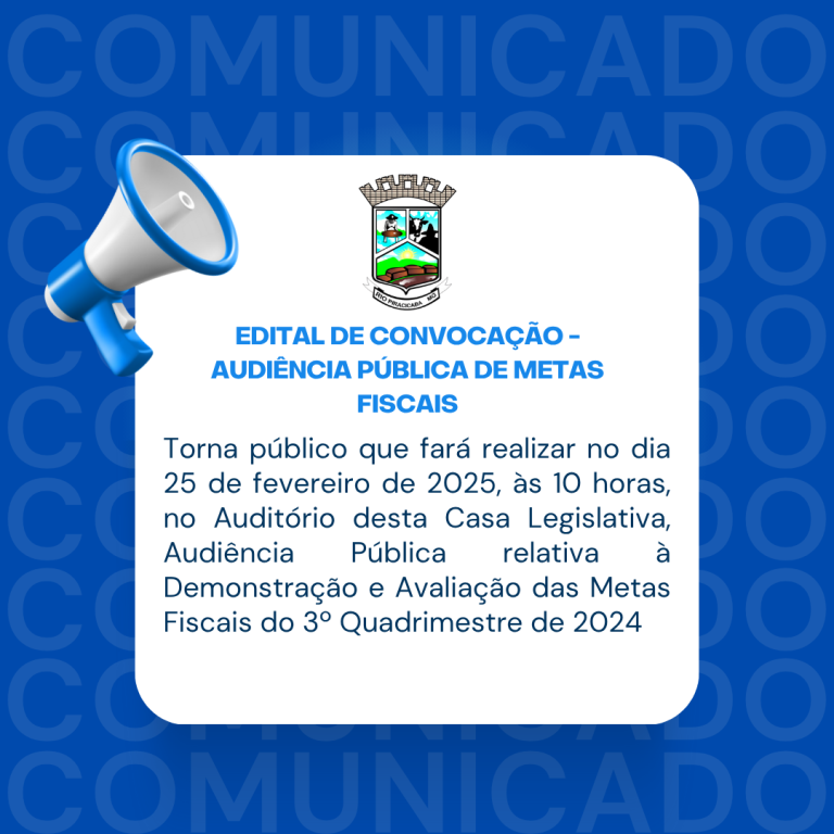 EDITAL DE CONVOCAÇÃO - Audiência Pública de Metas Fiscais.